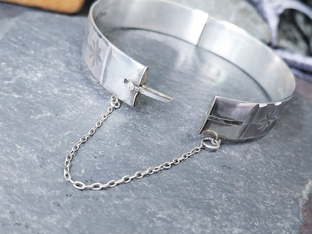 Vintage Georg Jensen SILVER Star BANGLE Bracelet c 1976 - 29.5g