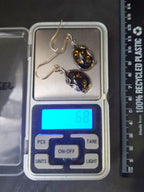 Vintage Sterling Silver AMBER Drop EARRINGS - Dangling  - 6.8g