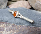 Vintage CARNELIAN Sterling SILVER Brooch - Sterling Silver - 3.2g