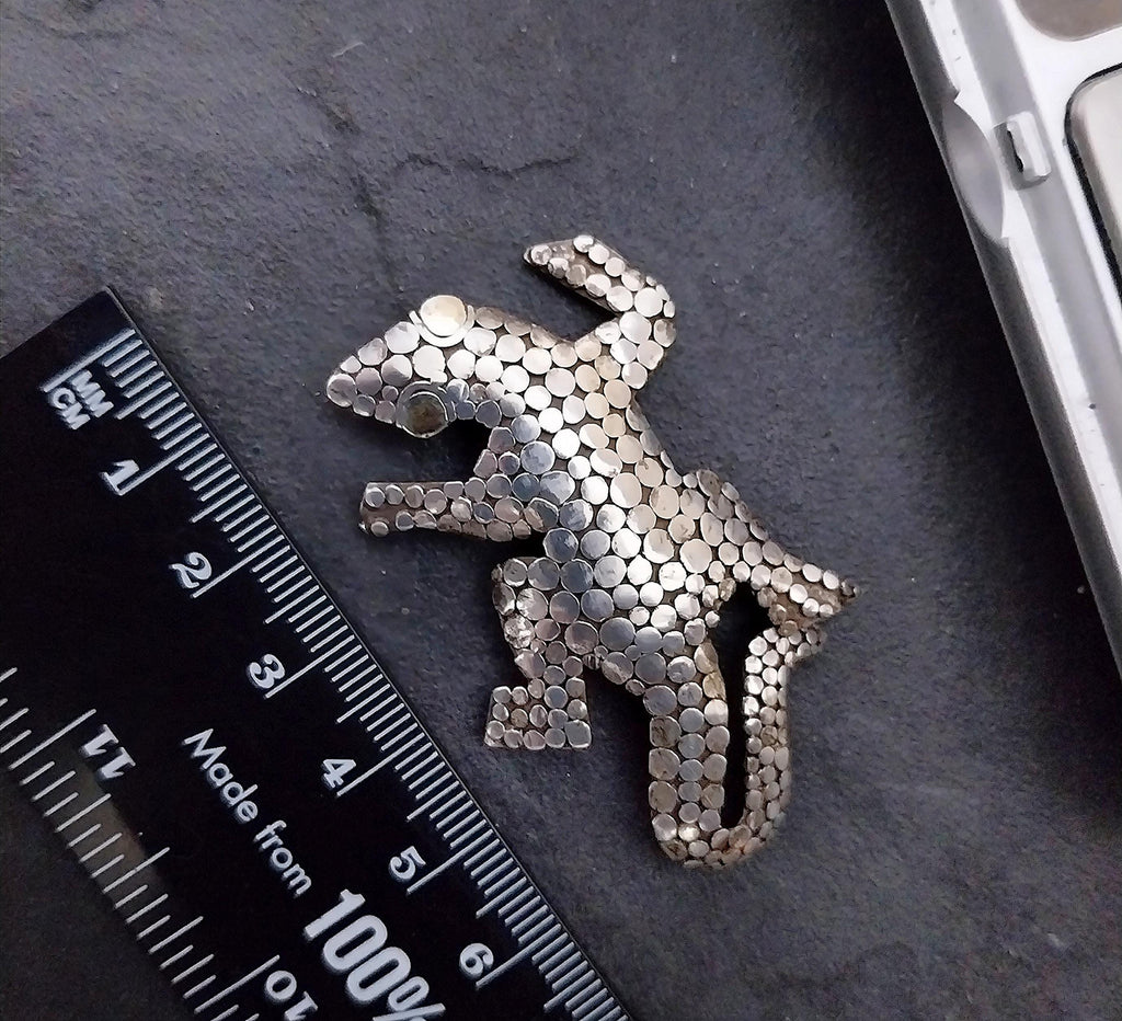 Vintage Sterling Silver GECKO Lizard BROOCH  - Pin 6.9g