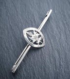 Vintage SILVER Bar Brooch Sweetheart with Thistle - Thomas Fattorini - 2.5g