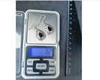 Sterling Silver Dangle Earrings - with Black Onyx Stone - 3.2g