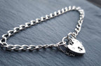 Vintage SILVER LINK BRACELET with Padlock Lock Clasp c 1977 - 18cm - 6.6g