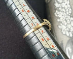 Vintage 9ct GOLD Smoky Quartz Ring with Leaf Detail - Size uk O (us 7.5) - 1.8g