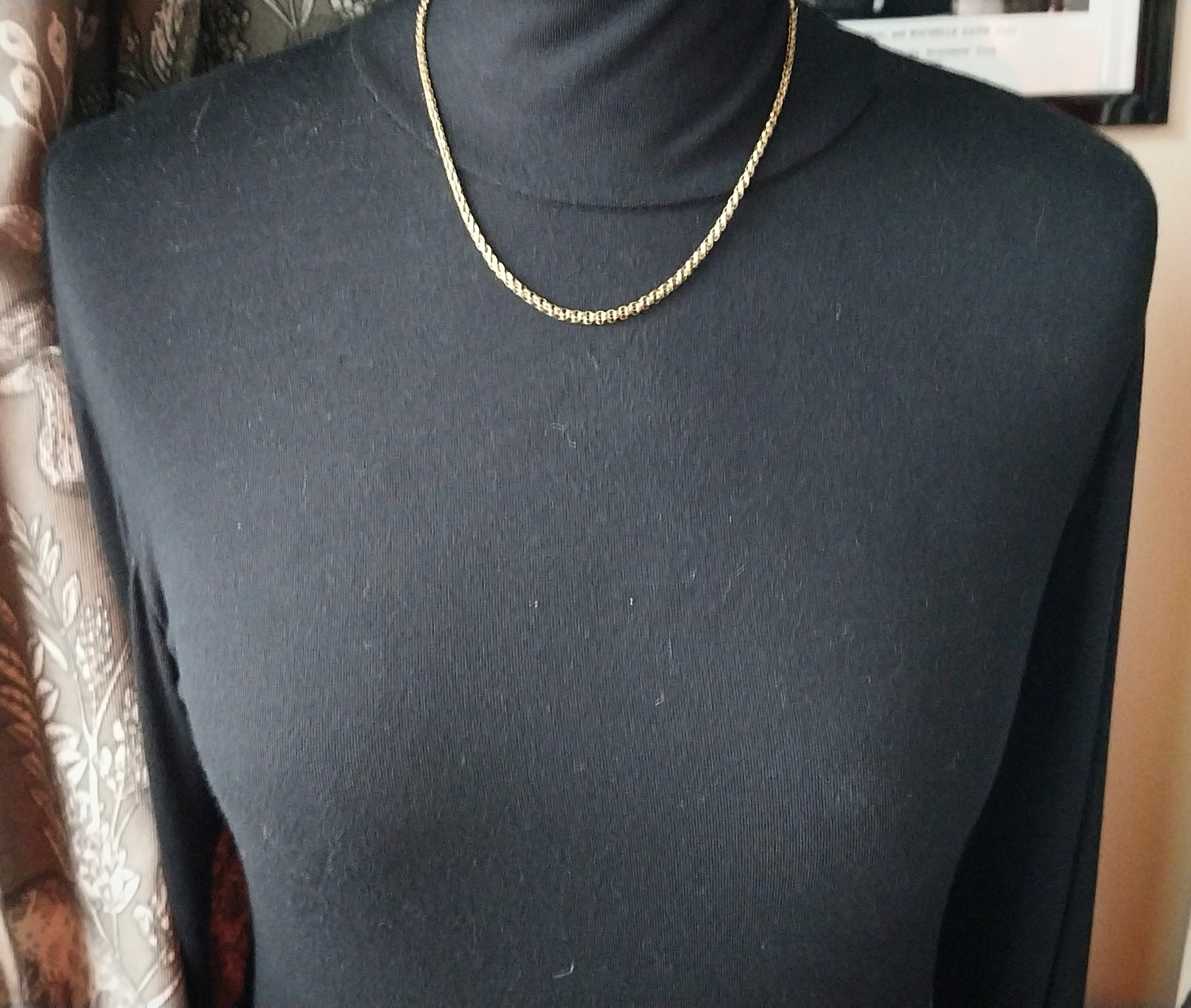 Antique 9ct GOLD ROLO BELCHER Chain Necklace with Barrel Clasp - 18 1/4" - 6.4g