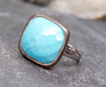 Vintage Sterling SILVER Turquoise Ring - Size uk N (us 7) - 4g