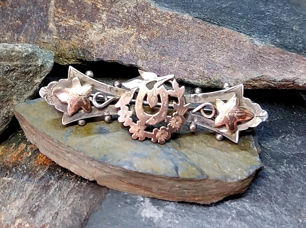 VICTORIAN Sweetheart Brooch - Horseshoe Chester Sterling Silver c 1902 - 3.9g