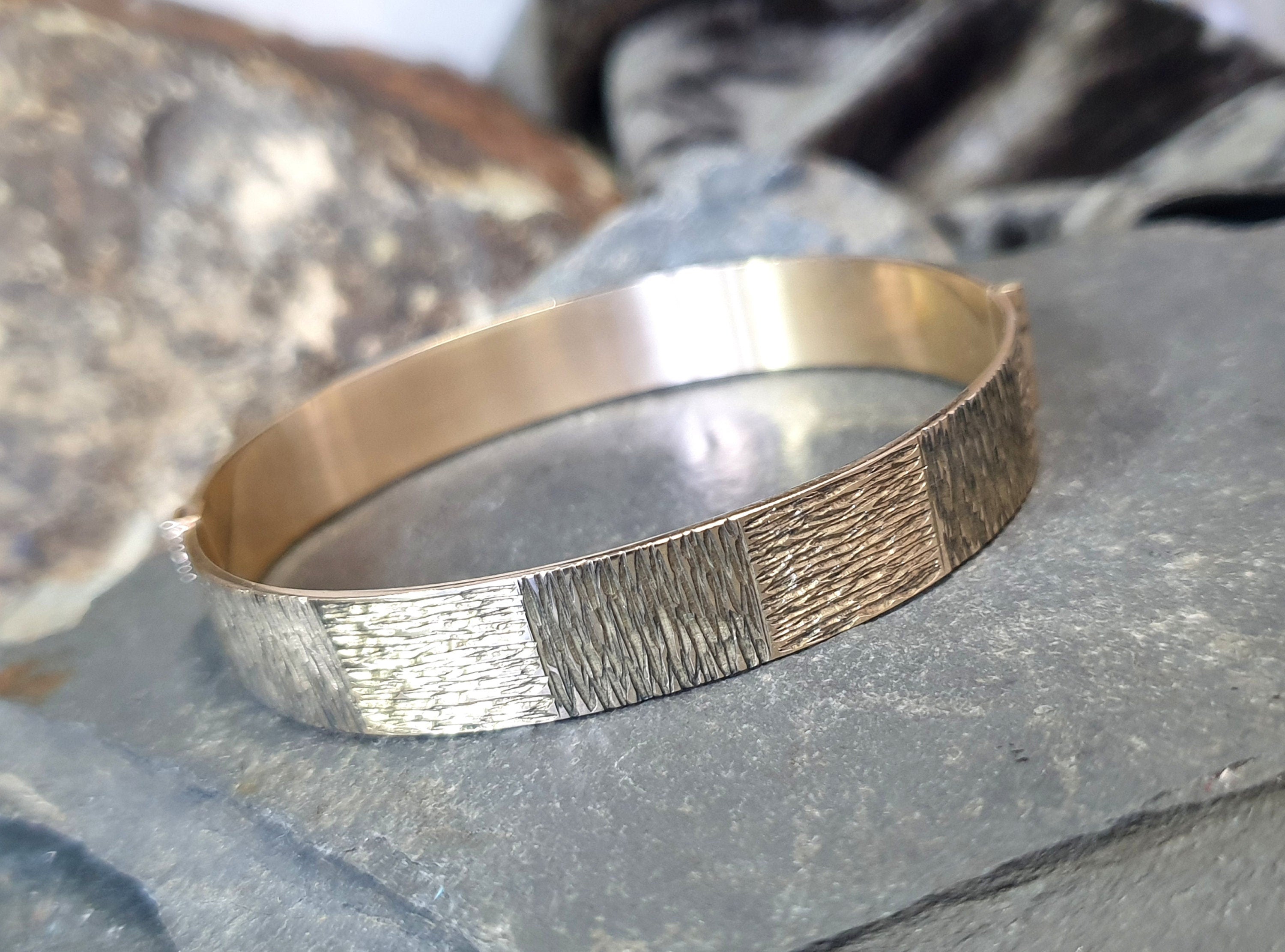 Vintage 9ct Rolled GOLD Wide BANGLE BRACELET - 50 Microns - 17.4g