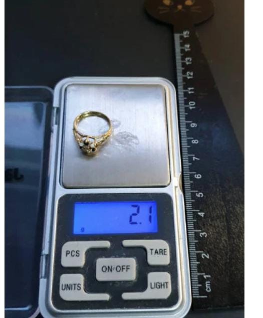 9ct GOLD Fire Opal & Sapphire Ring - Size uk L (us 6) - Hallmarked - 2.1g