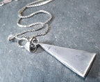 Sterling Silver Vintage Blue MOP Necklace Pendant Drop - with 16" chain - 6.1g