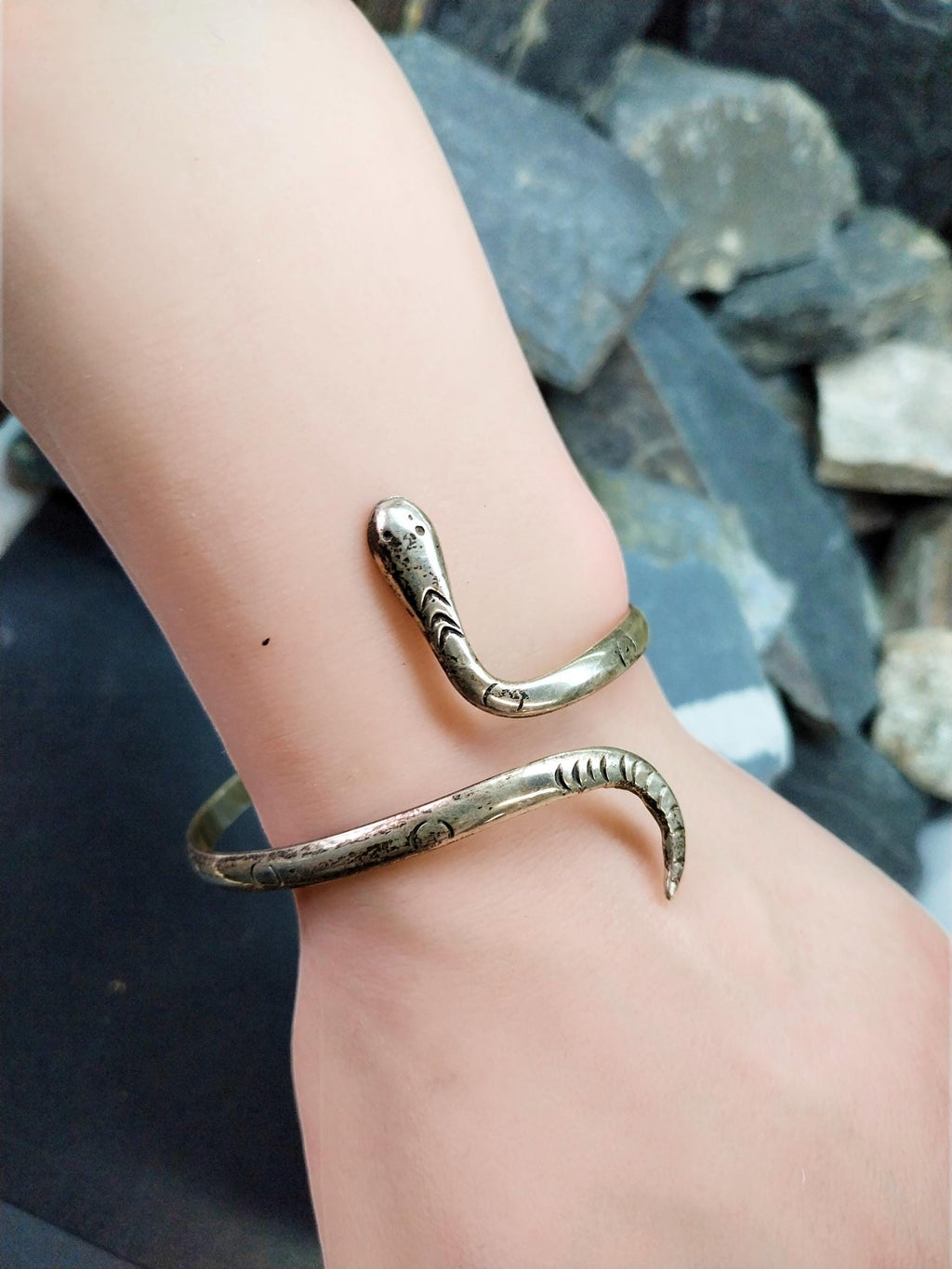 Vintage Sterling Silver Snake Serpent Bangle Bracelet - 15.7g
