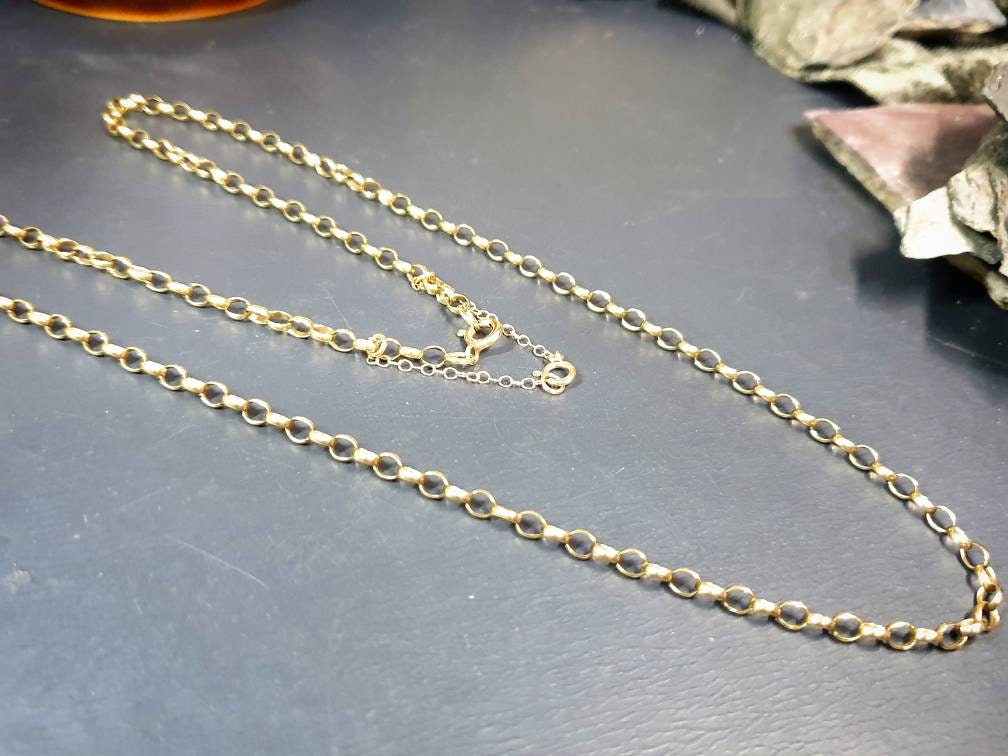 Antique 9ct GOLD BELCHER Chain Necklace with Extender Chain - 20-22" - 7.4g
