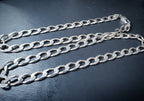 STERLING SILVER Flat Curb Chain Necklace - 20" Long Fully Hallmarked - 20.4g