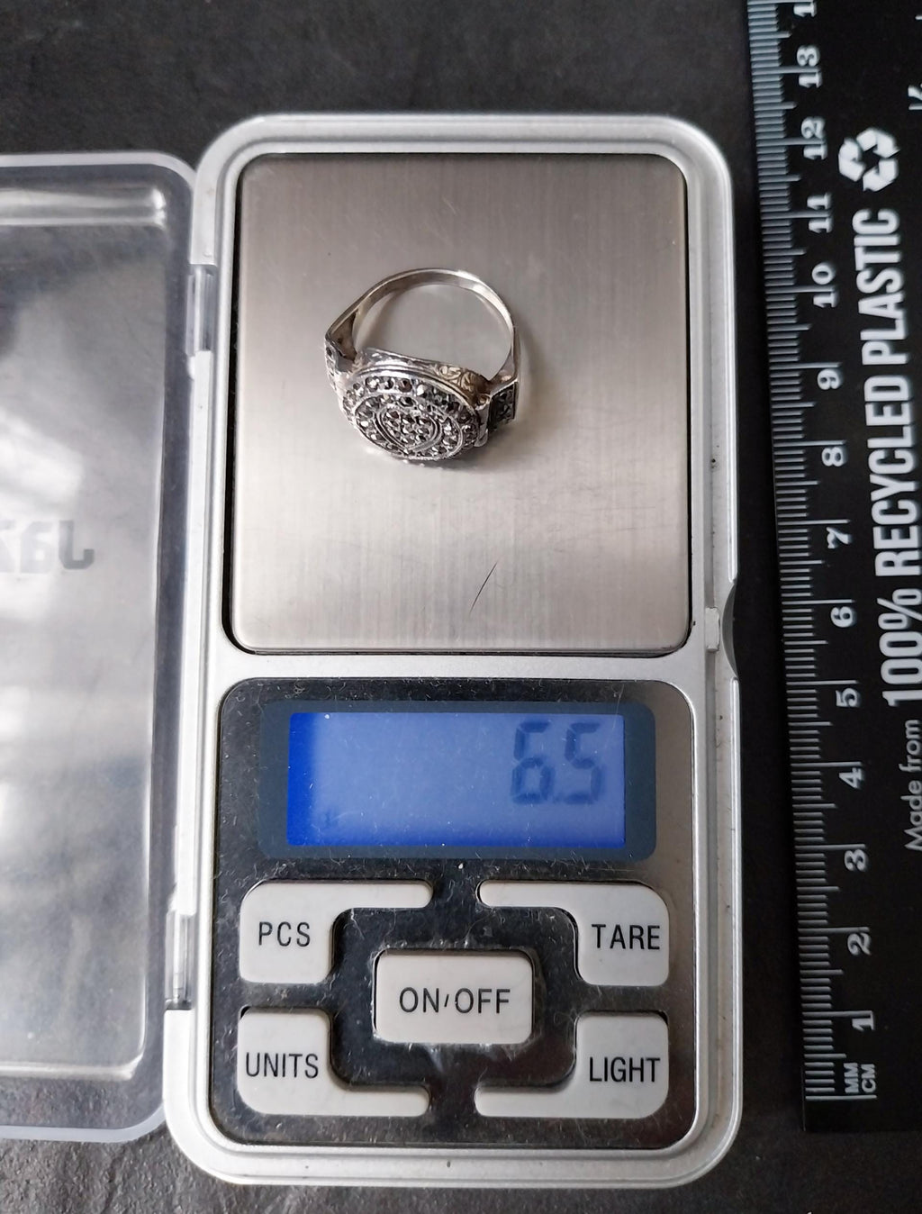 Vtg SILVER POISON LOCKET Ring - (secret compartment) Size uk M  (us 6) - 6.5g