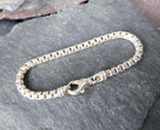 Vintage STERLING SILVER Bracelet Double Box Link 19cm - 19.4g