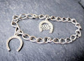Vintage SILVER Charm BRACELET with Good-luck Horseshoe - 17.5cm - 8.7g