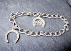 Vintage SILVER Charm BRACELET with Good-luck Horseshoe - 17.5cm - 8.7g