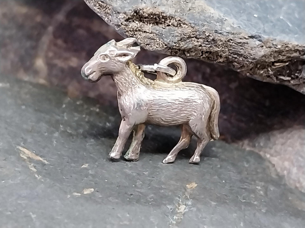 Vtg Silver Goat Charm for Bracelet or Pendant - 0.6g