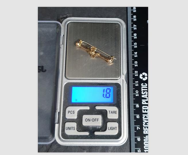Antique 9ct Gold Thistle and Citrine Bar Brooch - 1.8g