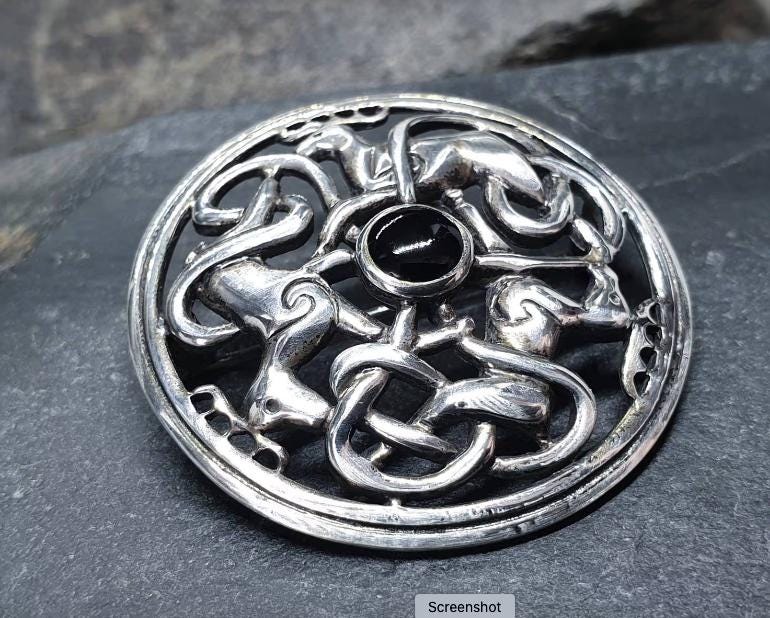 Sterling Silver CELTIC ZOOMORPHIC Brooch - Kit Heath - 10.9g