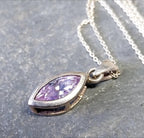 Sterling Silver Amethyst Drop Pendant Necklace  on 18" Chain - 3.5g