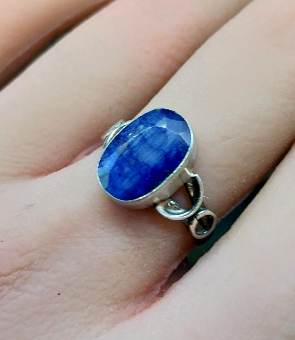 Vintage SILVER RING with Blue Lapis Lazuli Gemstone Size N (us 7) - 2.5g