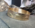 Vintage 9ct Rolled GOLD Wide BANGLE BRACELET - Fern Leaf - 50 Microns 9ct - 28.9g
