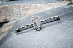 Irish Silver HARP BROOCH with Marcasite Stones Art Deco - 3g