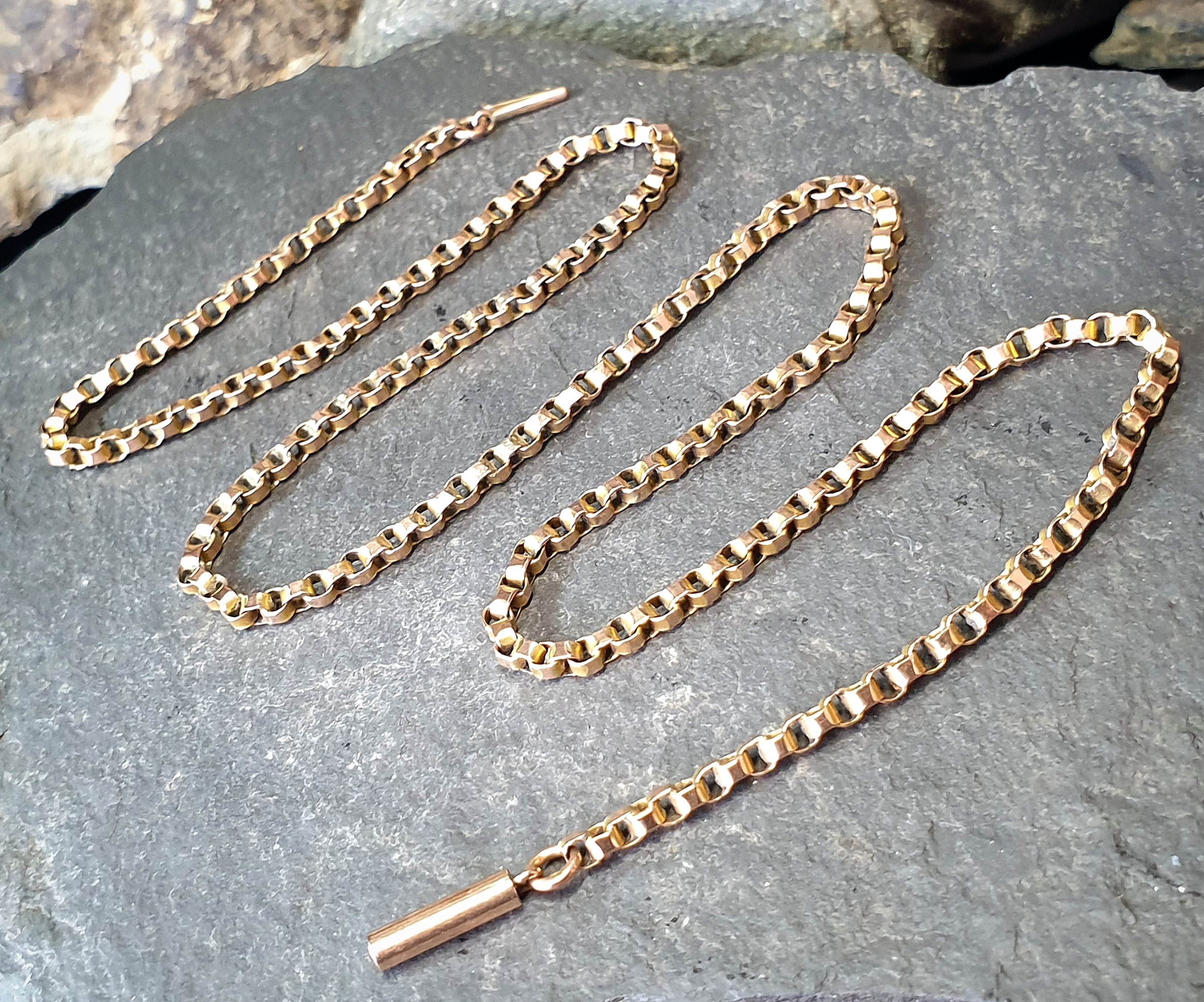 Antique Victorian 9ct GOLD ROLO BELCHER Chain Necklace with Barrel Clasp - 18" - 8.6g