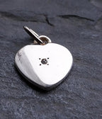 Vtg SILVER Diamond HEART Charm - NV - 1.9g