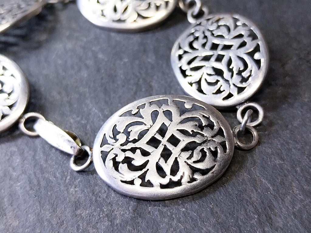 Vintage Silver Panel Bracelet - Victorian Style 18cm - 8.7g