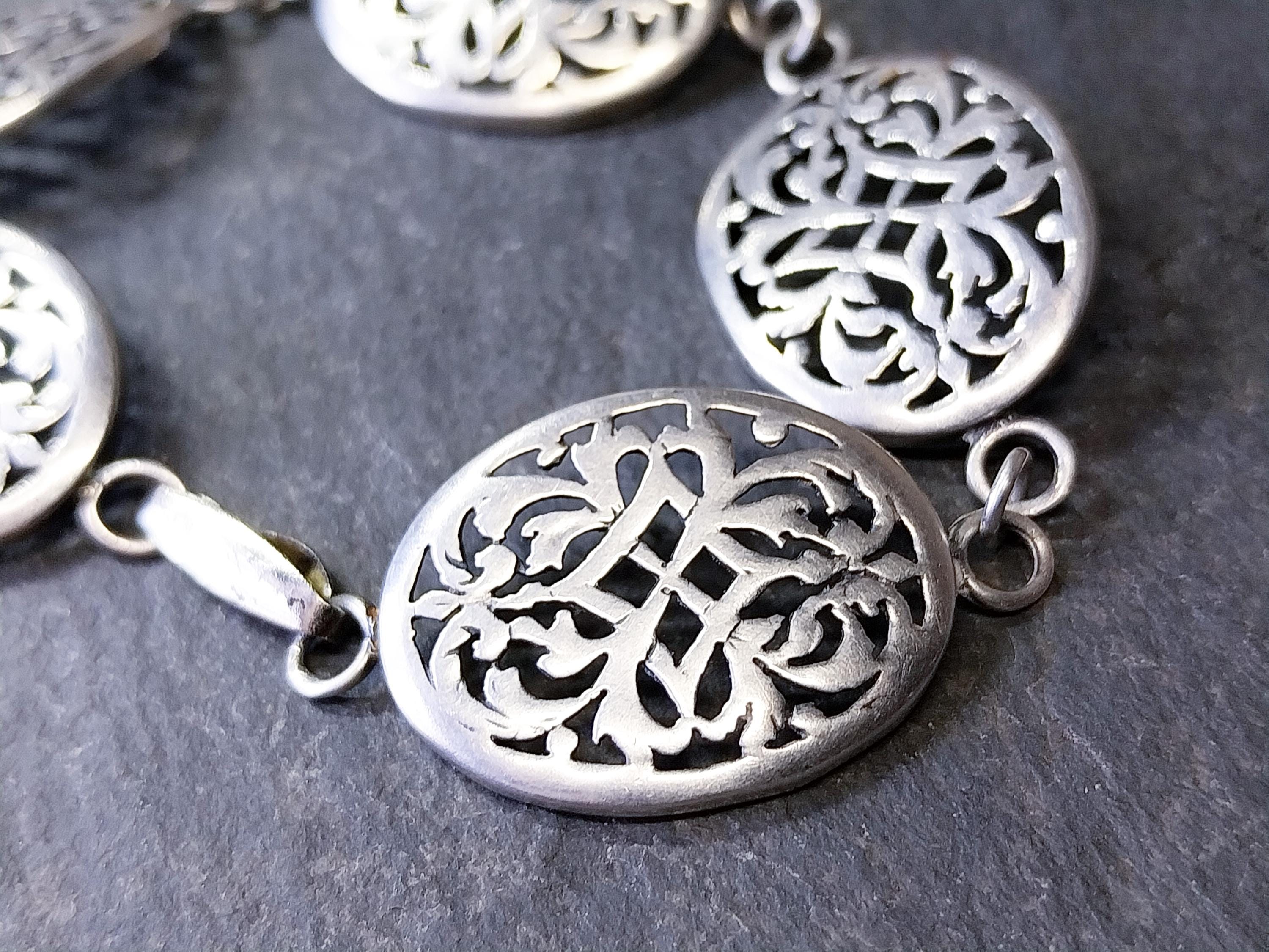 Vintage Silver Panel Bracelet - Victorian Style 18cm - 8.7g