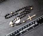 Vintage Small BLACK ROSARY BEADS with Crucifix - Short 14" - 13g