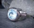 Vintage Blue Topaz RING - Sterling Silver- uk size M (us 6) - 5.4g