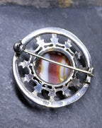 Robert Allison BROOCH - Striped Agate Scottish Silver Hallmarked c.1961 - 8.5g