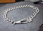 Vintage /Antique Sterling Silver Link Bracelet with Dog Clip - 21cm - 16g