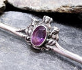 VICTORIAN AMETHYST BROOCH - Three Wise Monkeys Pin - Antique Silver