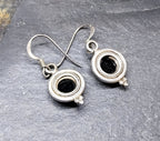 Vintage Sterling Silver Black Onyx EARRINGS - Dangling  - 3.7g