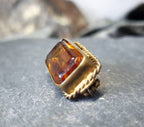 Antique VICTORIAN  BROOCH -  with Brandy Citrine Gemstone Pinchbeck Pin 6g
