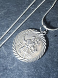 Vintage SILVER St Christopher Necklace Pendant Charm -  20" Chain - 8.8g