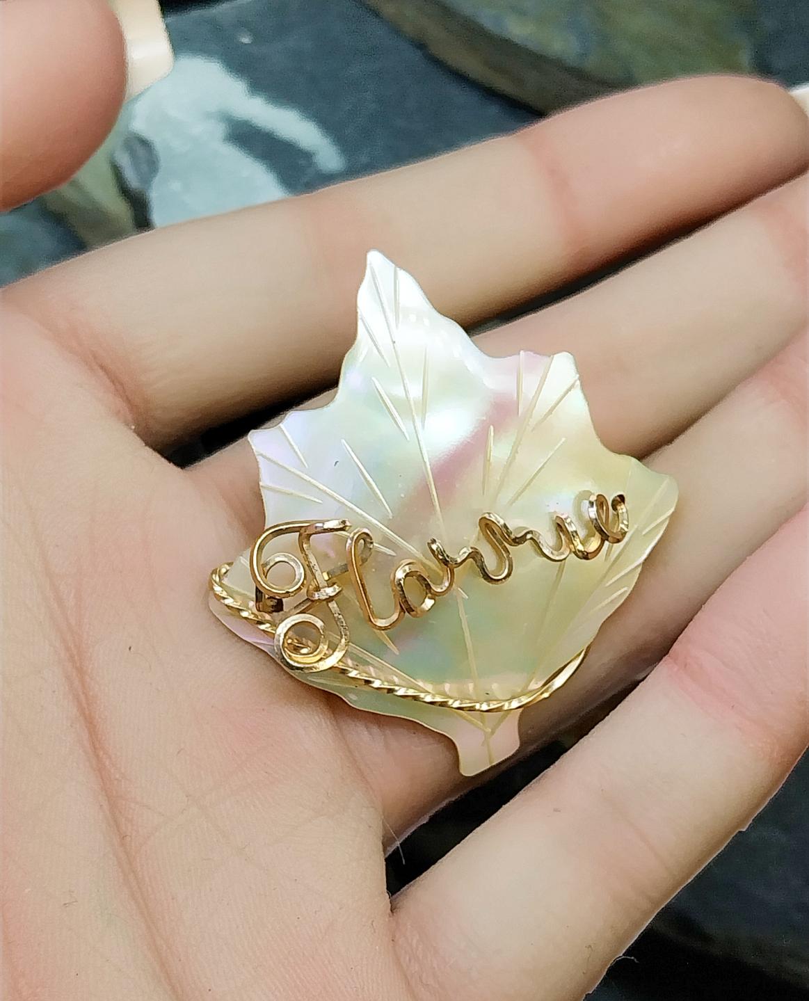 Antique Name BROOCH - Mother of Pearl with Florence