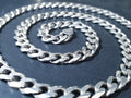 Chunky STERLING SILVER Flat Curb Link Chain Necklace - 20" Long - 32.8g