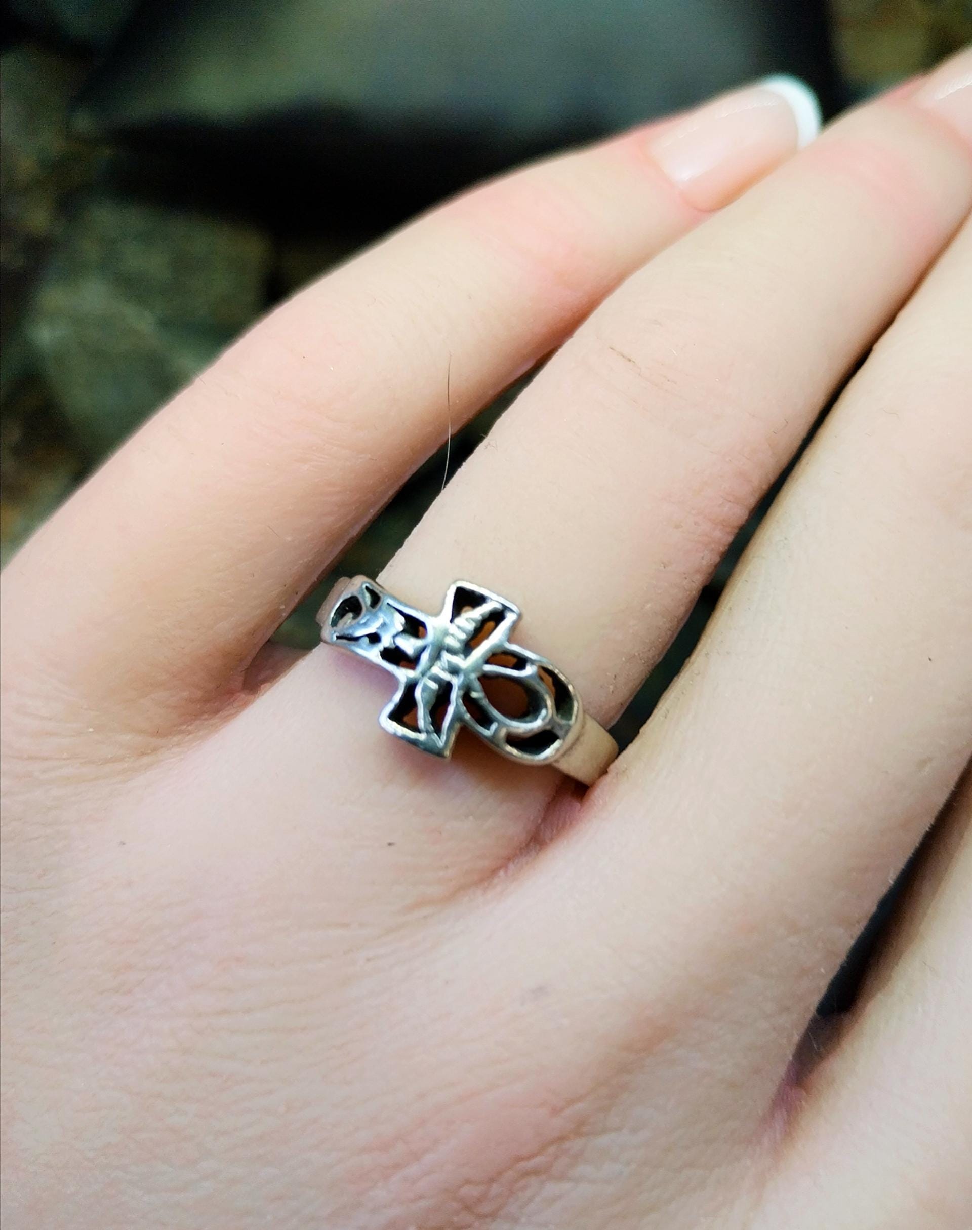Silver ANKH RING -  Cross Symbol of Life - Size uk N ( us 6.5) - 3.3g