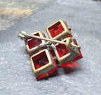 Antique Art Deco Czech BROOCH -Bright Red Coloured Glass  - 3.8g