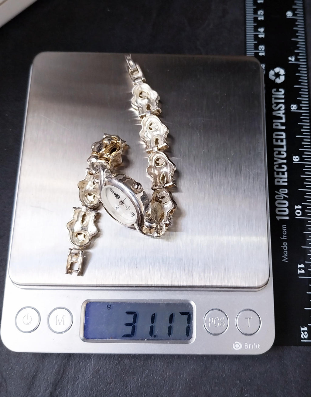 Vintage Sterling Silver WATCH - Double Cat bracelet Strap 18cm - 31.2g