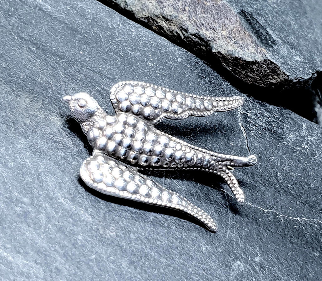 Antique Sterling Silver SWALLOW BROOCH BIRD - Pin 1.8g