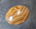 Antique Silver Banded JASPER Landscape Agate Brooch - Victorian - 18.4g