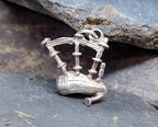 Vintage SILVER SCOTTISH BAGPIPES Charm - for Bracelet - 2.1g