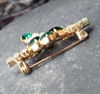 Vintage SHAMROCK Four Leaf Clover Brooch -  with Aurora Borealis & Green Stones