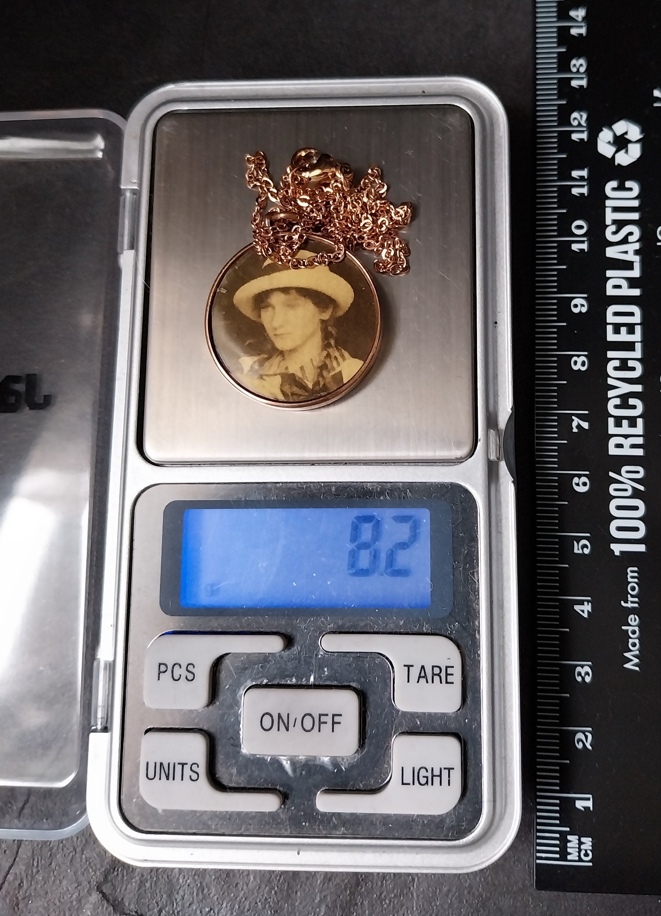 Victorian Photo Locket PENDANT - FOB - Pinchbeck Rose Gold on 18"chain - 8.2g